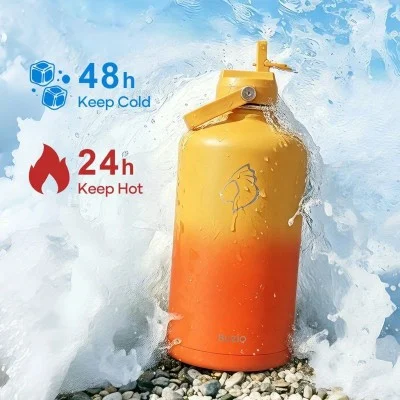 Buzio Duet Series Gallon Bottle with 2 Lids and Sleeve 3.8L - Yellow Orange